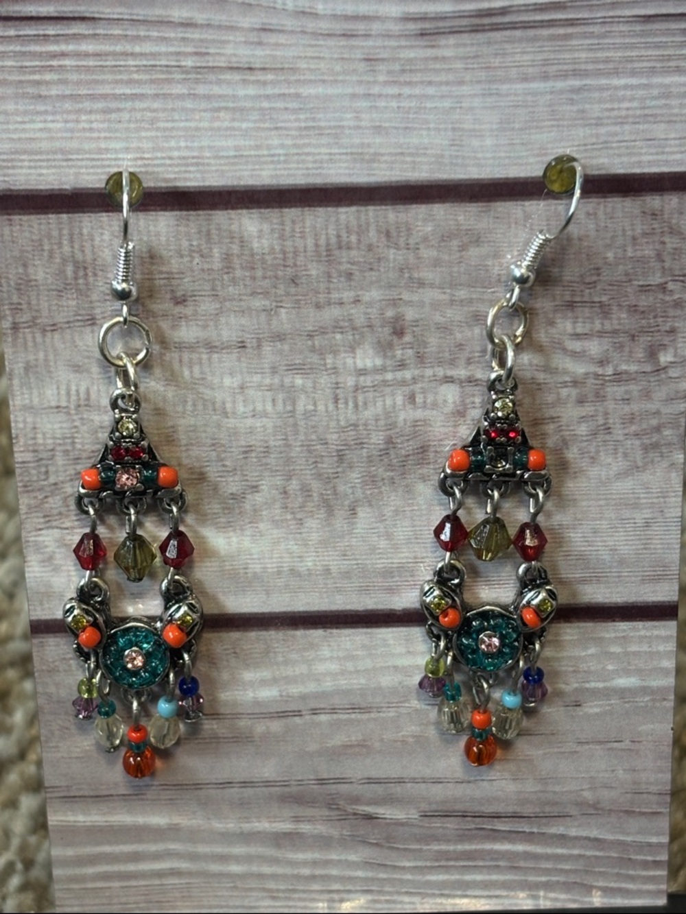 Boho Multi-Color Dangle Earrings with Teal Accents - Women Jewelry